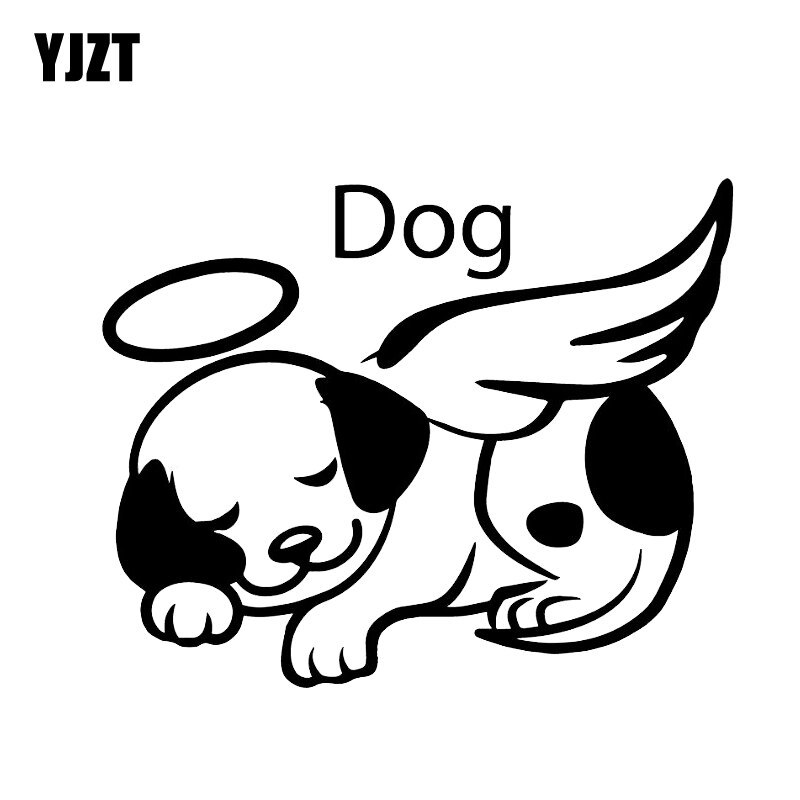 YJZT-13-6-11-1CM-Dog-Angel-Guardian-Have-A-Dream-Sticker-Silhoutte-Decal-Black-Silver
